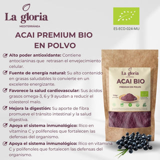 Açaí en Polvo Ecológico – 100% Natural y Puro | 120g | Superalimento Antioxidante y Energizante – Apto para Veganos – Fuente de Vitaminas, Minerales y Fibra