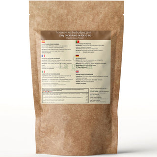 Cacao en Polvo Ecológico 100% Bio – Cacao Puro Rico en Fibra para Batidos y Repostería | La Gloria Mediterránea