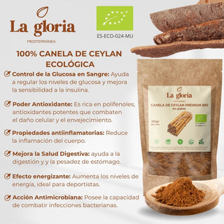 Canela de Ceylán Premium en Polvo Ecológica 100% Bio Natural | Ceylon Cinnamon Bio | Sabor Dulce y Aromático – La Gloria Mediterránea