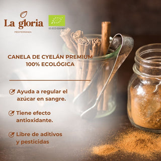 Canela de Ceylán Premium en Polvo Ecológica 100% Bio Natural | Ceylon Cinnamon Bio | Sabor Dulce y Aromático – La Gloria Mediterránea