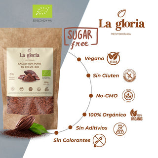 Cacao en Polvo Ecológico 100% Bio – Cacao Puro Rico en Fibra para Batidos y Repostería | La Gloria Mediterránea