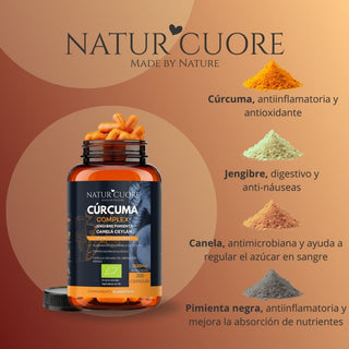 Cúrcuma Orgánica Complex 1520 mg con Jengibre, Pimienta Negra y Canela Ceylán