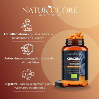 Cúrcuma Orgánica Complex 1520 mg con Jengibre, Pimienta Negra y Canela Ceylán