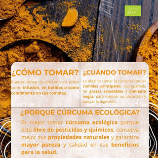Cúrcuma Ecológica 100% Bio en Polvo | Alta en Curcumina | Ideal para Golden Milk, Infusiones, Smoothies y Cocina Saludable – Superalimento Vegano Sin Aditivos