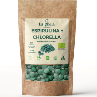 Espirulina y Chlorella en Comprimidos Ecológica 100% Naturales | Alga Espirulina y Clorella Bio Detox, Energía, Inmunidad | Suplemento Vegano con Proteína, Vitaminas y Minerales