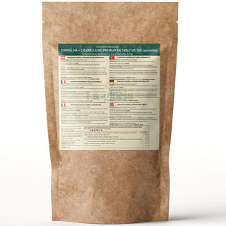 Espirulina y Chlorella en Comprimidos Ecológica 100% Naturales | Alga Espirulina y Clorella Bio Detox, Energía, Inmunidad | Suplemento Vegano con Proteína, Vitaminas y Minerales