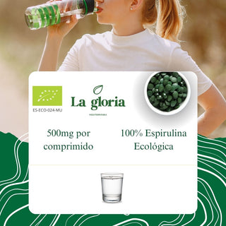 Espirulina Ecológica 100% Bio 100% en Comprimidos – Tableta | Alga Pura - Suplemento Natural Ecológico | Espirulina Verde para Adelgazar, Detox y Energía