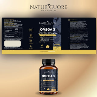 Omega 3 2000mg | 240 perlas | 4 meses | Anchoa Salvaje | Sin Mercurio | Alta concentración EPA700 mg+DHA 500mg | Vitamina E - Naturcuore - Cápsulas de Fish Oil Naturcuore