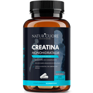 Creatina Monohidratada en Cápsulas Veganas | 280 cápsulas | 3000mg | Pastillas para Fuerza y Masa Muscular – Alta Pureza y Absorción - Monohidrato Micronizada 100% pura - Libre de Contaminantes