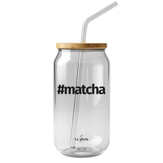 La Gloria Mediterránea Vaso para Té Matcha de Cristal con Tapa y Pajita Ideal para Matcha, Smoothies, Café Frío y Batidos | Vaso Reutilizable de Vidrio Premium 550 ml | Diseño Elegante y Ecológico